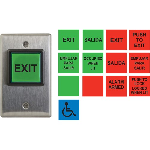 PUSH TO EXIT 12-28V INCANDESCENT