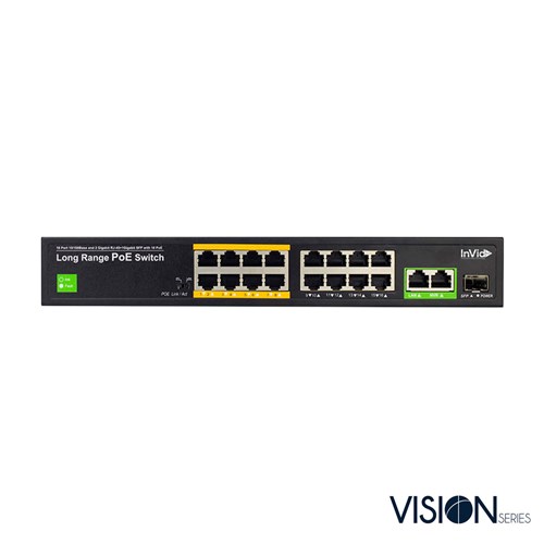 16 PORT POE SWITCH W/2 UP-LINK PORTS & 1