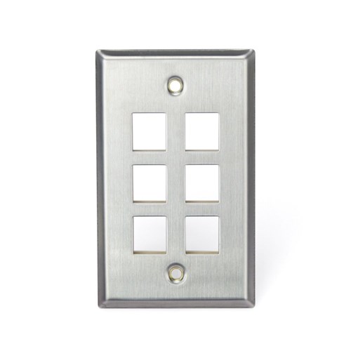 WALLPLATE STAINLESS QUICKPORT 6-PORT