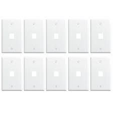 10 PK 1 GANG WALL PLATE, 1-PORT, WH