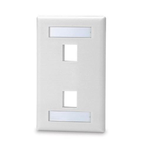 2PORT PLATE W/LABEL WINDOWS WHITE